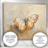 Warm Neutral Butterfly Mixed Media Textured Painting Canvas Wall Art Print Decor Picture Ready to Hang