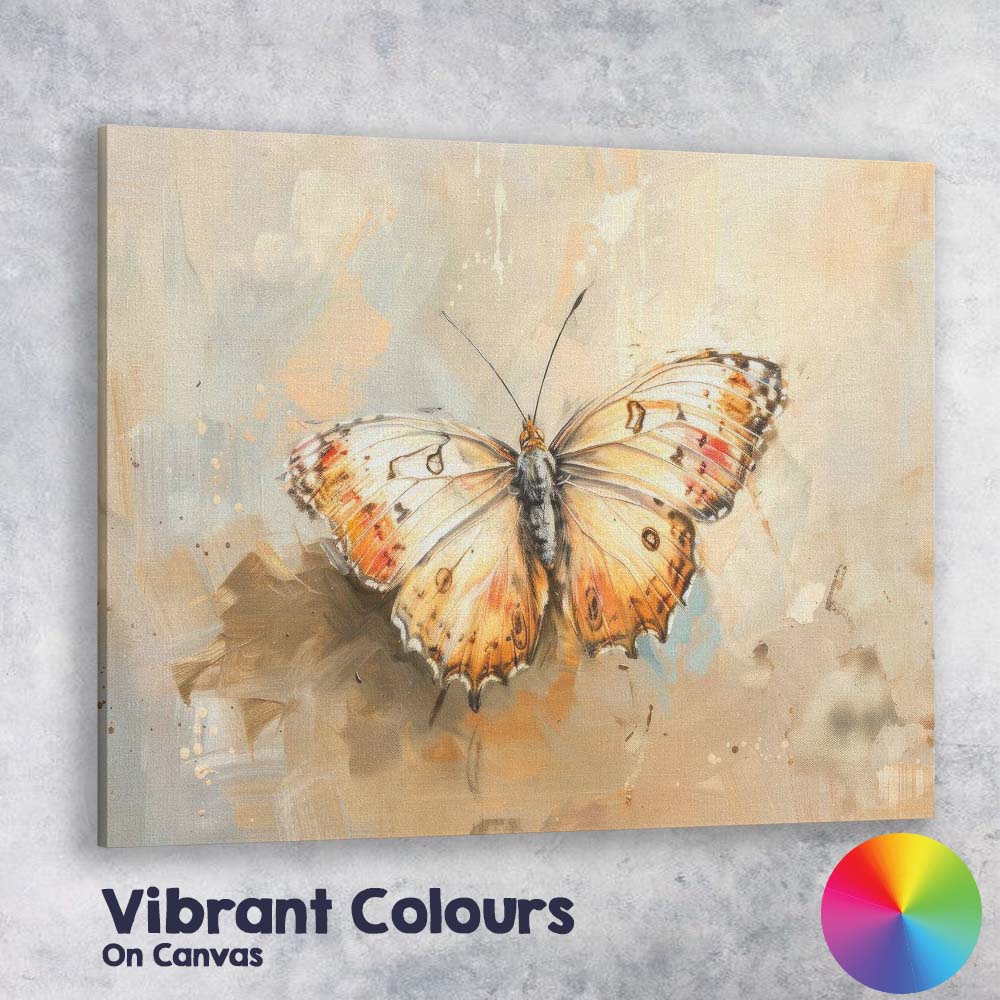 Warm Neutral Butterfly Mixed Media Textured Painting Canvas Wall Art Print Decor Picture Ready to Hang