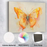Golden Orange Butterfly Watercolour Nature Study Canvas Wall Art Print Decor Picture Ready to Hang