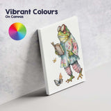 Charming Frog in Floral Coat Reading Book Watercolour Canvas Wall Art Print Decor Picture Ready to Hang