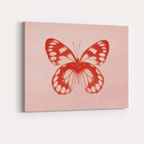 Red Butterfly Minimal Monochrome Nature Illustration Canvas Wall Art Print Decor Picture Ready to Hang