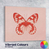 Red Butterfly Minimal Monochrome Nature Illustration Canvas Wall Art Print Decor Picture Ready to Hang