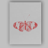 Red Butterfly Line Art Minimalist Nature Illustration Canvas Wall Art Print Decor Picture Ready to Hang