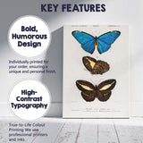 Antique Tropical Butterfly Study Blue Morpho and Dark Wing Species Canvas Wall Art Print Decor Picture Ready to Hang