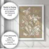 Soft Beige Butterfly Specimen Botanical Entomology Illustration Canvas Wall Art Print Decor Picture Ready to Hang