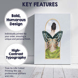 Elegant Butterfly Wings Female Portrait Surreal Nature Artwork Canvas Wall Art Print Decor Picture Ready to Hang