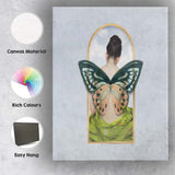 Elegant Butterfly Wings Female Portrait Surreal Nature Artwork Canvas Wall Art Print Decor Picture Ready to Hang