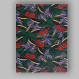 Exotic Red Butterfly And Lilac Tropical Flower Dark Botanical Pattern Canvas Wall Art Print Decor Picture Ready to Hang