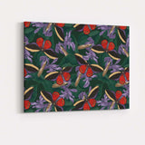 Vibrant Tropical Butterfly And Purple Floral Jungle Repeat Design Canvas Wall Art Print Decor Picture Ready to Hang