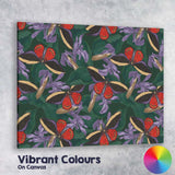 Vibrant Tropical Butterfly And Purple Floral Jungle Repeat Design Canvas Wall Art Print Decor Picture Ready to Hang