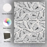 Black And White Watercolour Butterfly Seamless Pattern Design Canvas Wall Art Print Decor Picture Ready to Hang
