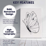 Minimalist Monochrome Butterfly Watercolour Line Art Illustration Canvas Wall Art Print Decor Picture Ready to Hang