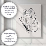 Minimalist Monochrome Butterfly Watercolour Line Art Illustration Canvas Wall Art Print Decor Picture Ready to Hang
