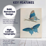 Blue Morpho Butterfly Antique Entomology Illustration Canvas Wall Art Print Decor Picture Ready to Hang