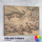Antique Fox Family Woodland Wildlife Watercolour Illustration Canvas Wall Art Print Decor Picture Ready to Hang