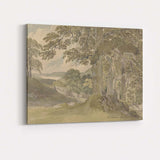 Peaceful Woodland Path Ancient Trees Countryside Watercolour Canvas Wall Art Print Decor Picture Ready to Hang