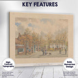 Historic Village Square Horse Carriage Street Scene Watercolour Canvas Wall Art Print Decor Picture Ready to Hang