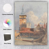 European Old Town Canal Architecture Watercolour Canvas Wall Art Print Decor Picture Ready to Hang