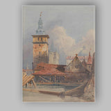 European Old Town Canal Architecture Watercolour Canvas Wall Art Print Decor Picture Ready to Hang
