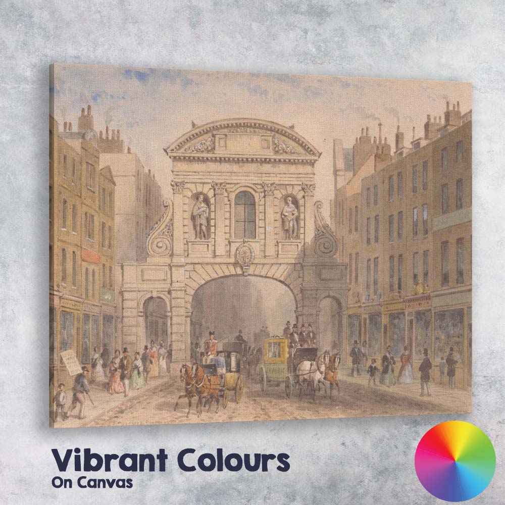 Victorian City Street Archway Horse Carriage Watercolour Canvas Wall Art Print Decor Picture Ready to Hang