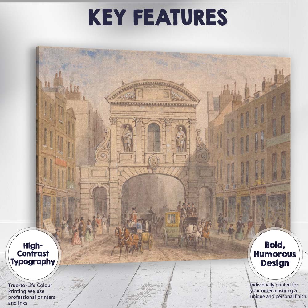 Victorian City Street Archway Horse Carriage Watercolour Canvas Wall Art Print Decor Picture Ready to Hang