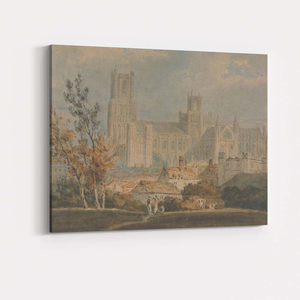 Grand Gothic Cathedral Cityscape Watercolour Architectural Canvas Wall Art Print Decor Picture Ready to Hang