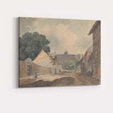 Historic European Town Street Watercolour Architectural Landscape Canvas Wall Art Print Decor Picture Ready to Hang