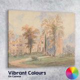 Pastel Gothic Revival Manor House Garden Watercolour Landscape Canvas Wall Art Print Decor Picture Ready to Hang