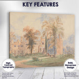 Pastel Gothic Revival Manor House Garden Watercolour Landscape Canvas Wall Art Print Decor Picture Ready to Hang