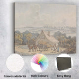 Rural Farmyard Hay Cart Horses Country Watercolour Landscape Canvas Wall Art Print Decor Picture Ready to Hang