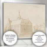 Dutch Canal House Architectural Sketch Antique Sepia Drawing Canvas Wall Art Print Decor Picture Ready to Hang