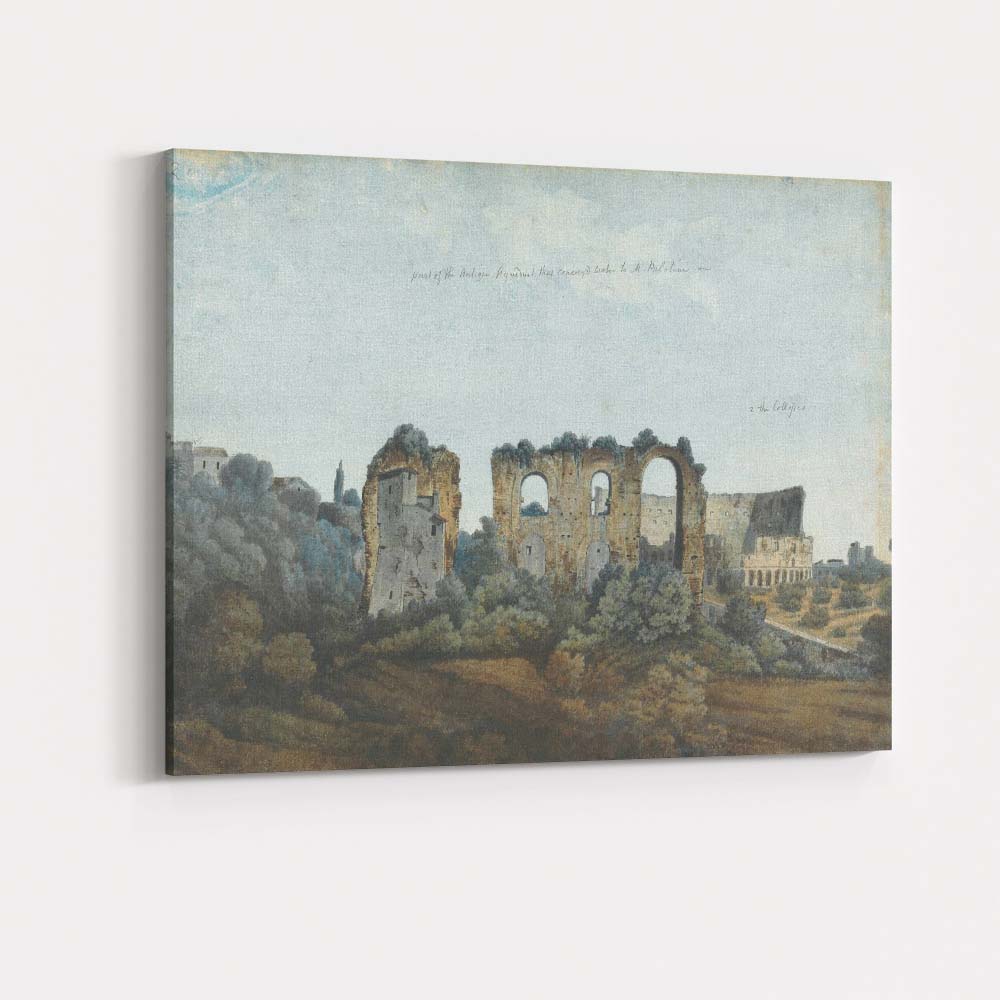 Historic Village Street Hilltop Country Town Watercolour Scene Canvas Wall Art Print Decor Picture Ready to Hang