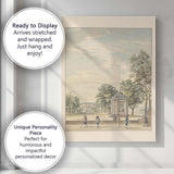 Elegant Georgian Garden Pavilion Croquet Scene Watercolour Landscape Canvas Wall Art Print Decor Picture Ready to Hang