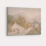 Highland Village Stone Bridge Mountain Landscape Watercolour Painting Canvas Wall Art Print Decor Picture Ready to Hang
