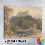 Hilltop Castle Over Lake Pastoral Countryside Watercolour Canvas Wall Art Print Decor Picture Ready to Hang