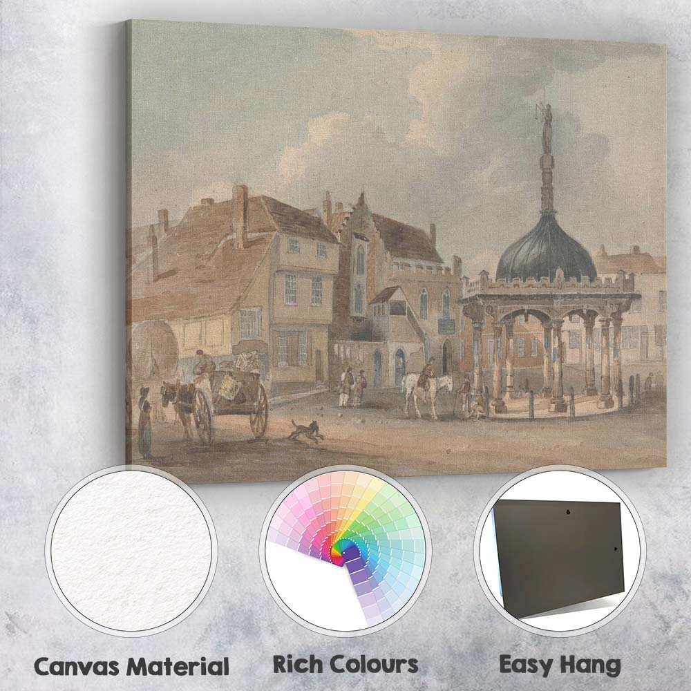 Historic Market Cross Town Square Architectural Watercolour Canvas Wall Art Print Decor Picture Ready to Hang