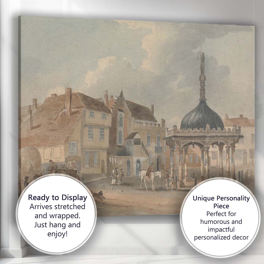 Historic Market Cross Town Square Architectural Watercolour Canvas Wall Art Print Decor Picture Ready to Hang