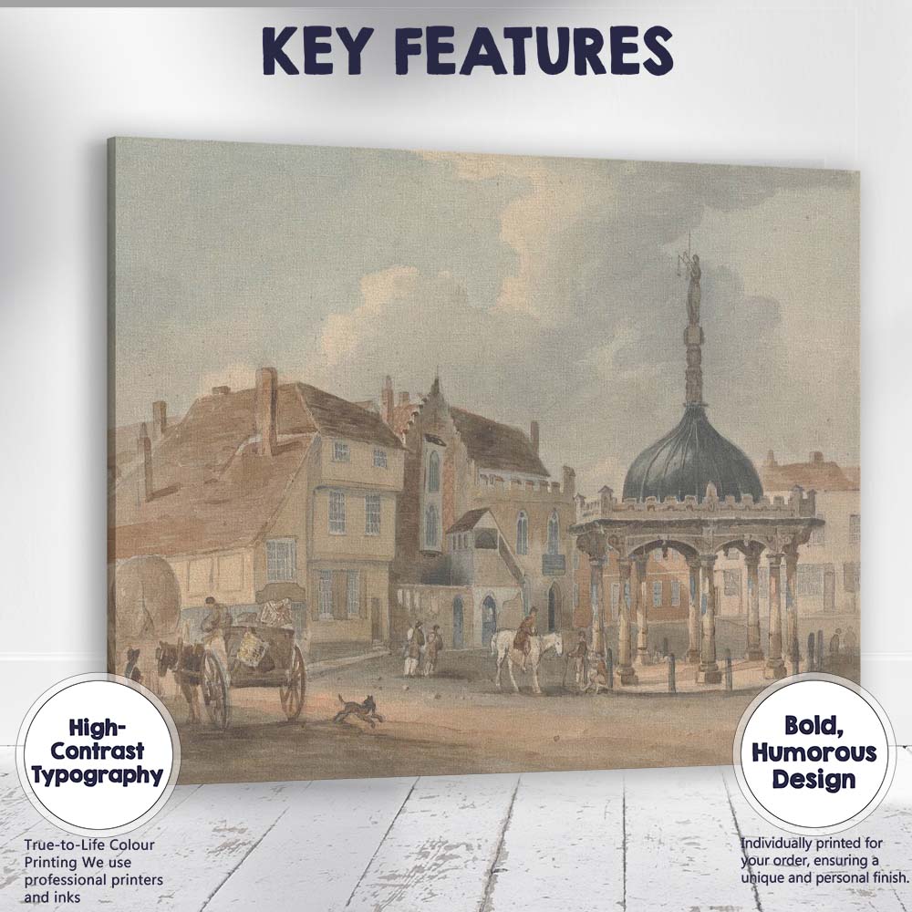 Historic Market Cross Town Square Architectural Watercolour Canvas Wall Art Print Decor Picture Ready to Hang