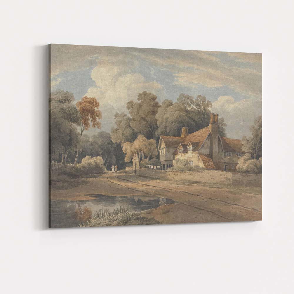Country Manor House Woodland Estate Watercolour Landscape Canvas Wall Art Print Decor Picture Ready to Hang