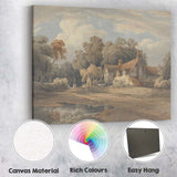 Country Manor House Woodland Estate Watercolour Landscape Canvas Wall Art Print Decor Picture Ready to Hang
