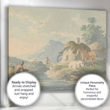 Formal Palace Gardens Pavilion Figures Watercolour Landscape Canvas Wall Art Print Decor Picture Ready to Hang
