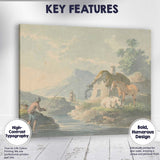 Formal Palace Gardens Pavilion Figures Watercolour Landscape Canvas Wall Art Print Decor Picture Ready to Hang