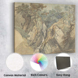 Romantic Woodland Waterfall Rocky Gorge Sketch Watercolour Landscape Canvas Wall Art Print Decor Picture Ready to Hang