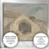 Historic Gothic Church Porch Architectural Watercolour Study Canvas Wall Art Print Decor Picture Ready to Hang