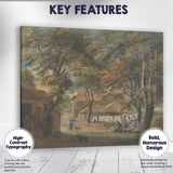 Georgian Village Green Figures Beneath Trees Watercolour Scene Canvas Wall Art Print Decor Picture Ready to Hang