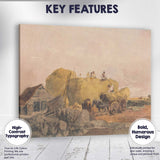 Traditional Harvest Haystack Farm Workers Rural Watercolour Scene Canvas Wall Art Print Decor Picture Ready to Hang