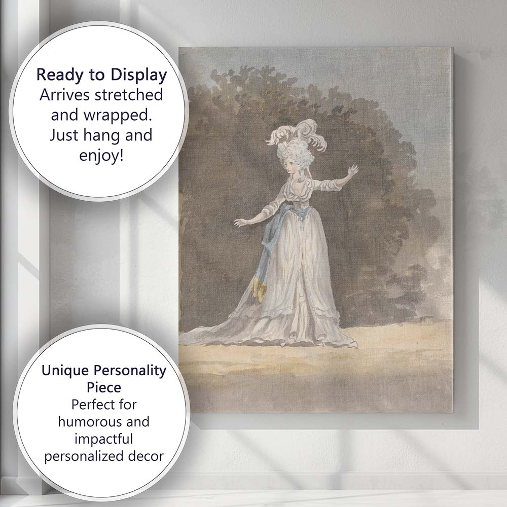 Elegant Georgian Lady In White Gown Watercolour Portrait Canvas Wall Art Print Decor Picture Ready to Hang