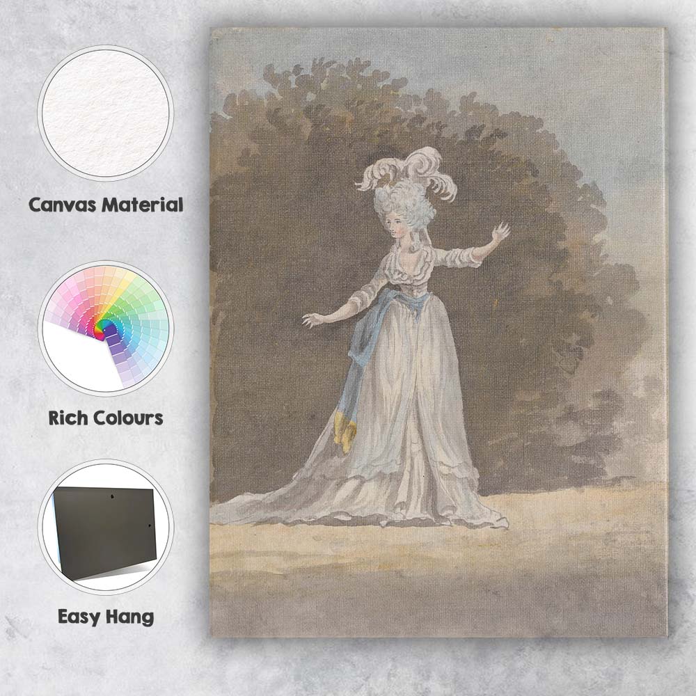 Elegant Georgian Lady In White Gown Watercolour Portrait Canvas Wall Art Print Decor Picture Ready to Hang