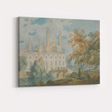 Grand Country House With Bridge And Gardens Watercolour Landscape Canvas Wall Art Print Decor Picture Ready to Hang