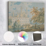 Grand Country House With Bridge And Gardens Watercolour Landscape Canvas Wall Art Print Decor Picture Ready to Hang